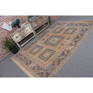 Tapis de 5,7 x 8 pieds, grand tapis vintage, tapis bleu ombré - Product Image 1