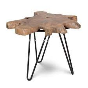 Table basse de forme personnalisée en bois et fer de teck classique meilleure qualité supérieure accessoire de meuble de Table centrale en bois de teck de grande taille - Product Image 2