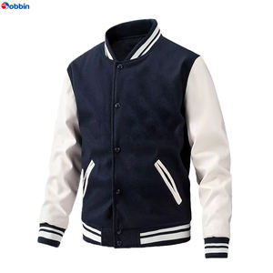 Hot Selling Men's Varsity Jacket Top Trendy Stand Collar Fashion <b>Quilted</b> Lining Custom Chenille Patches Windproof <b>Wool</b> Plus Size - Product Image 5