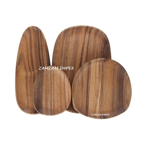 Platos para servir de madera de acacia de forma surtida Bandejas de madera natural para aperitivos, aperitivos y exhibición de queso - Product Image 1