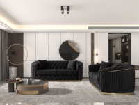 Ensemble de canapés Chesterfield modernes de luxe Sevilla, structure en bois massif, meubles de salon, taille personnalisable, canapé-lit gonflable