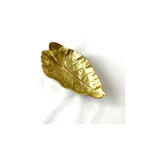 ชามใบตกแต่งทองเหลือง2ชิ้นถาดใส่ใบไม้หรูหราแบบโบราณใช้ตกแต่งได้ตามต้องการ - Product Image 3