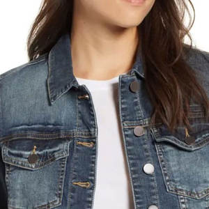 Prix d'usine Veste en jean pour femme Manches longues Vestes en jean de couleur unie avec service OEM en stock - Product Image 4