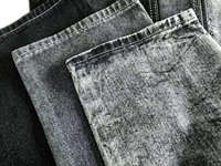 Tissu denim sergé gauche en coton mercerisé noir mélangé à du polyester, poids moyen, pour pantalons/sacs/vestes/jeans, vente en gros