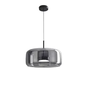 Lustre suspendu minimaliste moderne en fer et verre, finition noir et or, éclairage intérieur LED 3 couleurs - Product Image 6