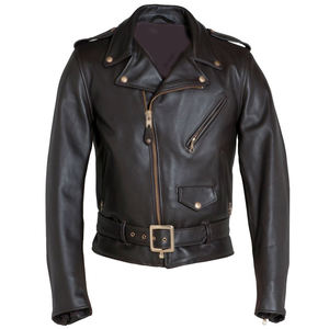 Chaqueta de Motociclista Estilo Biker Ajustada para Hombre en Cuero Genuino Negro con Bolsillos con Cremallera, Abrigo Informal para Exteriores para Hombre - Product Image 2