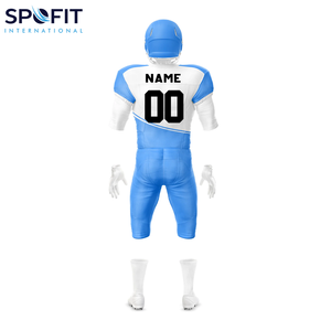 ชุดยูนิฟอร์มอเมริกันฟุตบอลสั่งทำพิเศษ 100% โพลีเอสเตอร์ ระบายอากาศได้ดี ไซส์พลัส เสื้อเจอร์ซีย์แขนสั้นพร้อมกางเกงและโลโก้ด้านหน้า - Product Image 6