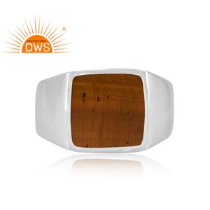 Incroyable Design Sterling Silver Natural Tiger Eye Yellow Gemstone Ring Custom Design Jewelry Manufacturer. - Product Image 2