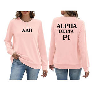 Sudadera extragrande de cuello redondo para mujer con logotipo personalizado, sudadera ecológica de lana de algodón puro, ropa griega para la universidad de invierno - Product Image 1