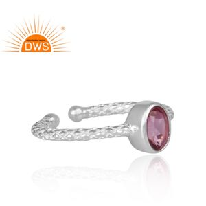 แหวนเงินแท้ 925 ประดับพลอยโทแพซสีชมพูธรรมชาติ ดีไซน์ทำมือ ปรับขนาดได้ ผลิตโดยผู้ผลิตเครื่องประดับ - Product Image 3