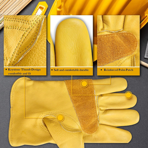 Guantes de Trabajo de Cuero para Hombre, Económicos, de Seguridad, de Cuero Vacuno, para Construcción, Jardinería Industrial - Product Image 3