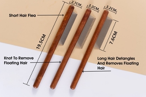 Peine portátil para pulgas de mascotas, herramienta de aseo con mango de palisandro de lujo con dientes de acero inoxidable para gatos y perros - Product Image 4