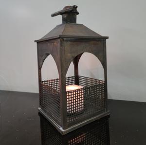 <b>Large</b> Rustic Metal Candle Pillar <b>Lantern</b> Vintage Farmhouse Decorative <b>Lantern</b> for Home Christmas Decor Metal Candle Holders - Product Image 4