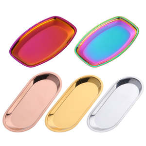 Plateau de service en métal, plateau décoratif, organisateur pour la maison, l'hôtel, le restaurant, le café, le bar, cadeau de mariage, durable, usage intensif, ProMax - Product Image 1