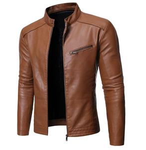 Hiver et Automne Veste en cuir blanc véritable style High Street pour hommes avec fermeture à glissière multi-poches Veste en cuir Pu mode Street - Product Image 2