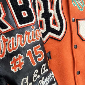 Veste de baseball en cuir de vache de haute qualité pour homme, col montant, broderie, respirante, laine, service OEM - Product Image 3