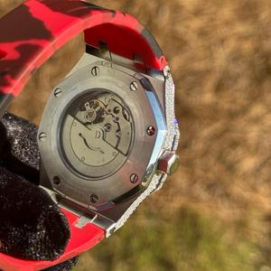 นาฬิกาเพชรโมอิสเพชรหน้าปัดกระจกโบราณขนาด20มม. สียางสไตล์ฮิปฮอป - Product Image 4