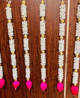 Guirlande de lotus sèche traditionnelle Mogra Gota de 3,5 pieds avec perles dorées pour la décoration festive de mariage et de la maison