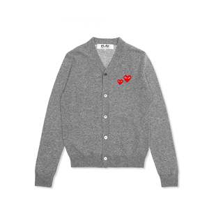 Men's Double Heart Embroidered Cardigan Sweatshirt Winter Knitted Print Pattern with <b>Button</b> Decoration - Product Image 1