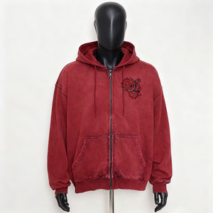 Sudadera con Capucha Corta y Holgada Personalizada OEM para Hombre, Sudadera con Capucha con Cremallera de Felpa Francesa Lavada, Fabricantes de Ropa Personalizada para Hombre - Product Image 3