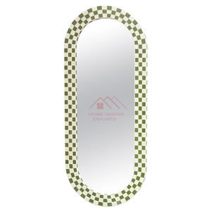 <b>Round</b> <b>Black</b> and White Wall Decor <b>Mirror</b> Bone Inlay Home Wall Decor <b>Mirrors</b> - Product Image 4