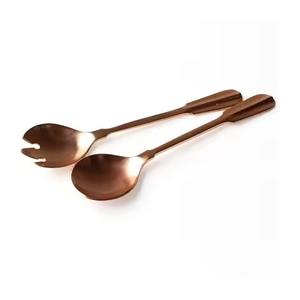 Stainless Steel Cutlery Set Rose Gold Salad Server <b>Fork</b> and Spoon <b>Dessert</b> Spatula Utensil Set - Product Image 1