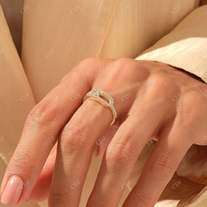 Top Quality Natural Diamond Engagement Pave Diamond Paperclip <b>Ring</b> Trendy <b>Statement</b> <b>Ring</b> in 10k Solid Gold Unique Pinky <b>Ring</b> - Product Image 4