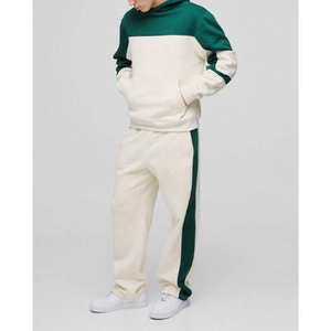 Conjunto Deportivo Unisex de Pantalones Deportivos Acampanados de Algodón Sólido Transpirable de Alta Calidad con Capucha y Cremallera Completa, Logotipo Personalizado, Talla Grande, Felpa Estampada - Product Image 1