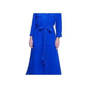 เดรสเชิ้ตแขนยาวลำลองสีน้ำเงิน ไซส์ M ของ L'Agence Cameron รุ่น Belted สไตล์เรียบง่าย พร้อมโลโก้สั่งทำพิเศษ บริการ ODM ซักได้ เหมาะสำหรับใส่ในช่วงกลางวัน - Product Image 2