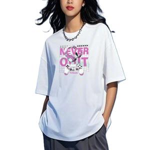 Camiseta de Manga Corta con Cuello Redondo, Estilo Casual para Mujer, con Letra Personalizada Estampada, Verano, 100% Algodón, Tejido Transpirable Antiarrugas - Product Image 3