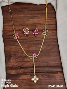 ชุดจี้โบราณคุณภาพสูง26.1ซม. และชุดแฟชั่นหรูหรา23gm สีทองเข้าถึงได้ในราคาสมเหตุสมผลส่งออกอินเดีย - Product Image 3