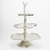 Support à gâteau rond en aluminium Trier TQC, nouveau design, finition nickel, pour servir des cupcakes et des desserts, au meilleur prix.