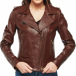 Best Price High Quality Women's Leather Jacket Long Sleeve And Custom Solid Pattern Design For Winter Season Zipper Closure - Product Image 4