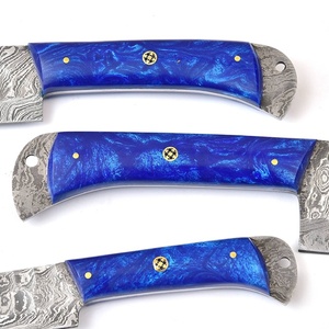 Ensemble de 3 couteaux de cuisine sur mesure avec manche en résine époxy et rivet en acier damassé - Product Image 3