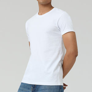 Camiseta a granel con cuello redondo sólido para hombre de alta calidad, camisetas lisas con estampado personalizado de alta calidad para hombre, Camiseta básica, ropa de gimnasio con cuello redondo para hombre - Product Image 5