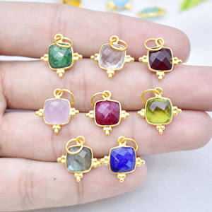 Colgante de piedras preciosas de cuarzo de cristal, abalorio de piedra facetada con forma de cojín, colgante de fianza individual con bisel, joyería minimalista pequeña para mujer - Product Image 4
