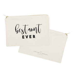 Bolsa de Cosméticos Ecológica de Lino 'La Mejor Tía del Mundo', Organizador de Maquillaje Práctico con Logotipo Personalizado, Lona de Algodón y Material de PC - Product Image 1