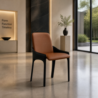 Fauteuil de salle à manger sculptural moderne et durable en cuir pleine fleur, cadre mat, mobilier de chambre, couleur personnalisée, hôtel, villa
