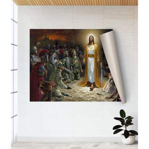 Décoration murale moderne en verre trempé - Impression sur toile de Jésus-Christ, affiche enroulée - Product Image 1