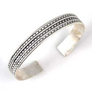 Handcrafted 925 Sterling <b>Silver</b> 3-Row Wavy Wire Filigree <b>Cuff</b> <b>Bracelet</b> Fashion Jewelry - Product Image 1