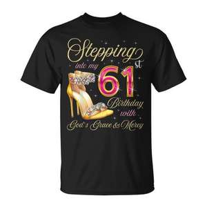 Maglietta promozionale: Intraprendendo il 61° compleanno con la grazia e la misericordia di Dio - Product Image 1