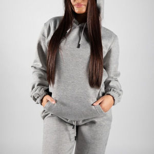 Survêtement pour femme en molleton technique de coton de haute qualité, uni, coupe oversize, deux pièces, avec logo personnalisé, thermique, grandes tailles - Product Image 3
