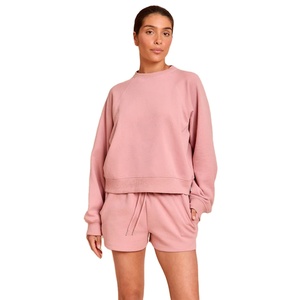 Ladies Oversized Sweatshirt Fleece Cotton Pullover Long Sleeve Warm <b>Top</b> for Daily Casual Wear Unisex Fleece <b>Pink</b> sweatshirt - Product Image 1