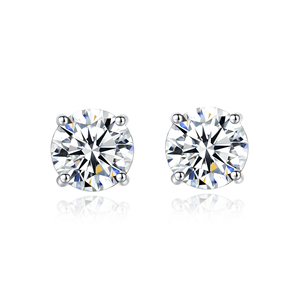 ต่างหูมอยซาไนต์ทรงกลม 2-4 กะรัต ดีไซน์หรูหราสำหรับผู้หญิง - Product Image 1