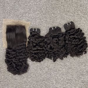 Conjunto completo de extensiones de cabello humano rizado birmano vietnamita de la mejor calidad y cierre de encaje HD - Product Image 2