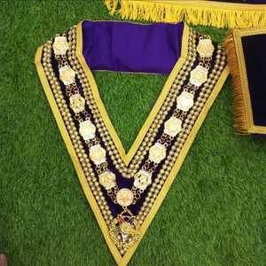 NOUVEAU TABLIER MASONIC REGALIA GRAND ASSOCIATE PATRON AVEC COLLIER ET MANCHETTES-HSE - Product Image 6