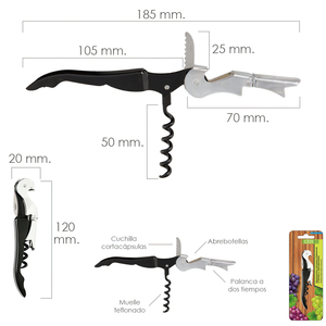 Cavatappi Professionale a Due Fasi con Apribottiglie - Product Image 1