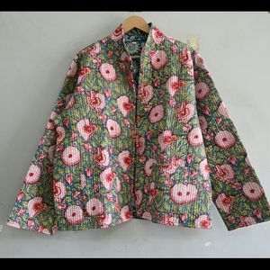 Chaqueta acolchada Reversible con estampado floral bohemio para mujer, estampado a mano, estilo indio Vintage, manga larga, relleno de algodón, Invierno - Product Image 3