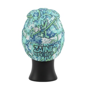 Gorro de Punto Elástico de Poliéster de 200 GSM para Mujer, Color Azul Verde Agua, Colores Gráficos, Logotipo Personalizado, Impresión por Transferencia de Calor, Gorro de Jacquard - Product Image 2