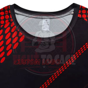 Conjunto de Rashguard de Manga Larga de 2 Piezas, Antibacterial, de Alto Rendimiento, en Spandex/Nylon Estampado, Color Negro y Rojo, para MMA/BJJ, Nueva Llegada - Product Image 5